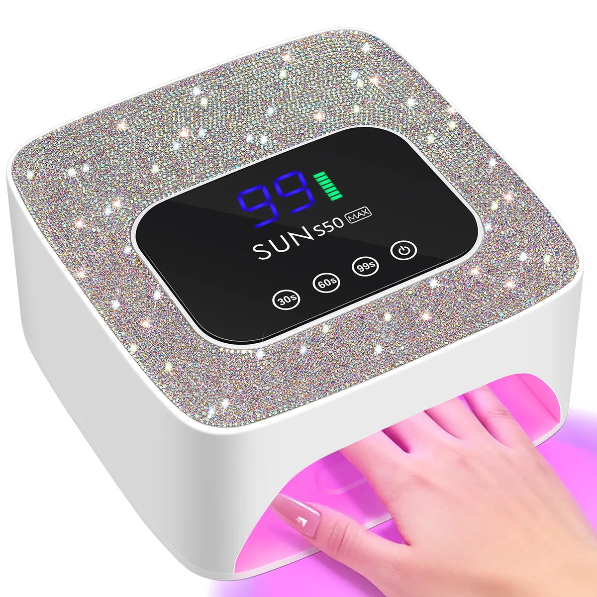 DianaBeauty UV LED Nail Lamp Rechargeable Cordless Nail Dryer with 3 Timer Settings and Rhinestone UV Lamp for Nails Manicure