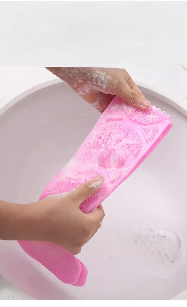 Body Silicone Brush Scrub Body Exfoliating Sponge Brush Bathroom Shower Back Brush Bath Scrub Clean Tool Stain Removal Bath Belt