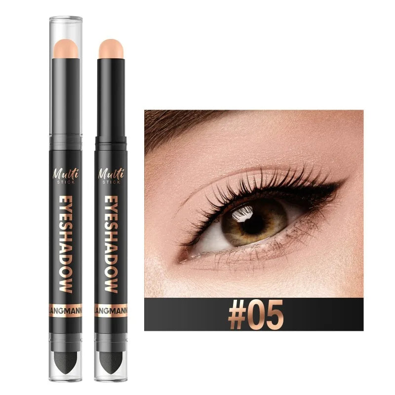 1PC Glitter Brown Eyeshadow Pen Smoky Eyes Makeup Long Lasting Shimmer Matte Lying Silkworm Eyeshadow Pencil Highlighter Stick
