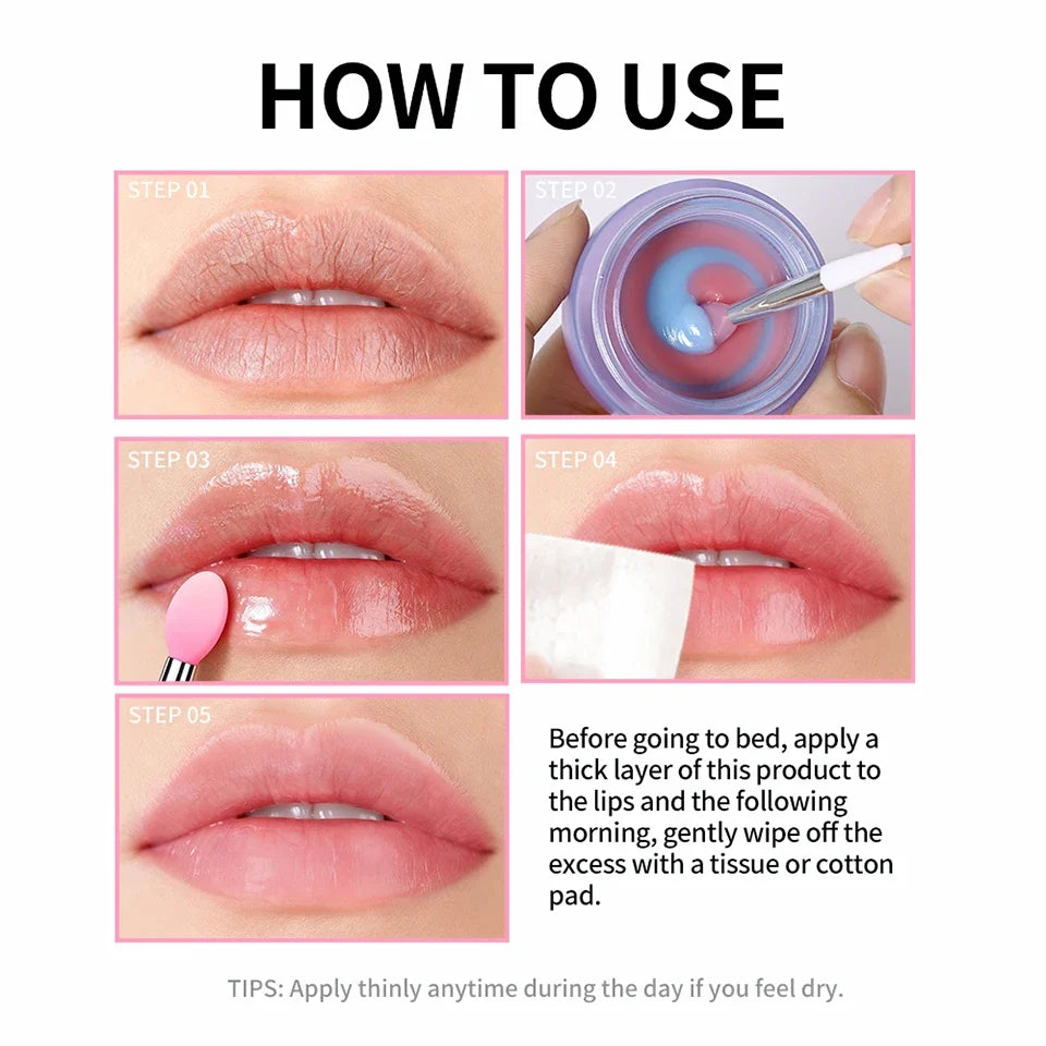Blueberry Lip Sleeping Mask Overnight Dual Color Hydration For Dry Cracked Skin Reduces Fine Lines Moisturizing Nourish Lip Care