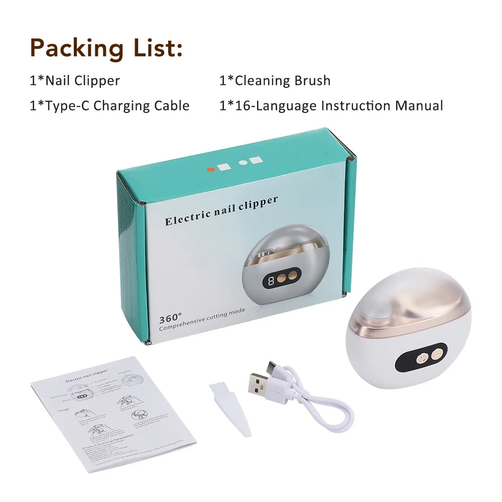 Electric Nail Clippers Automatic Trimmer Rechargeable for Adults Baby Safe Fingernail Toe Nail Cutter Portable Manicure Pedicure