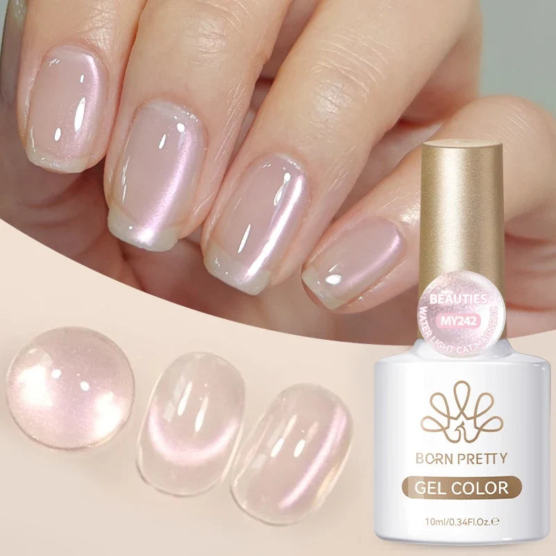 BORN PRETTY Gold Pink Cat Magnetic Gel Polish 10ml Water Light Spaking Glitter  Soak Off UV Semi Permanent Varnish Manicure