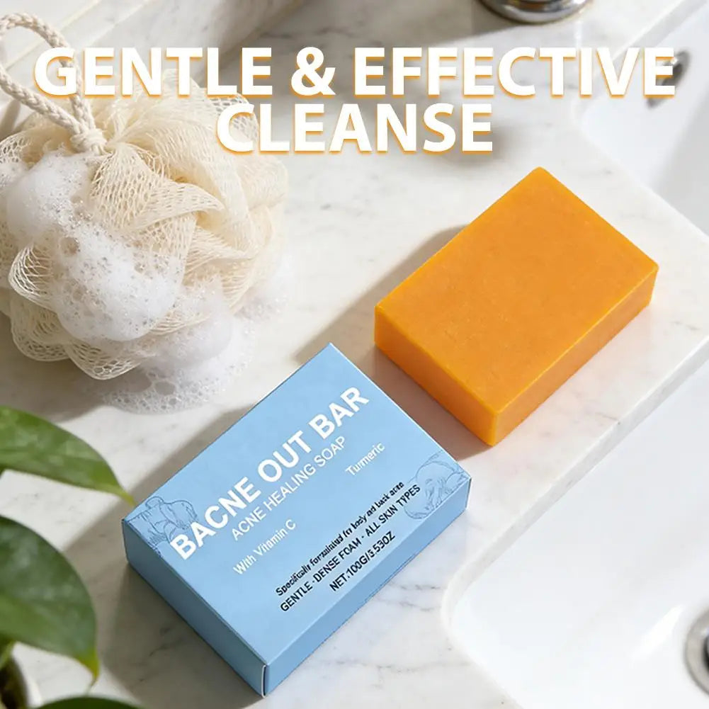 100g Turmeric Hand Made Soap Remove Pimples Anti Acne Whitening Skin Shower & Facial Soap Deep Cleaning For Body Face Skin Care