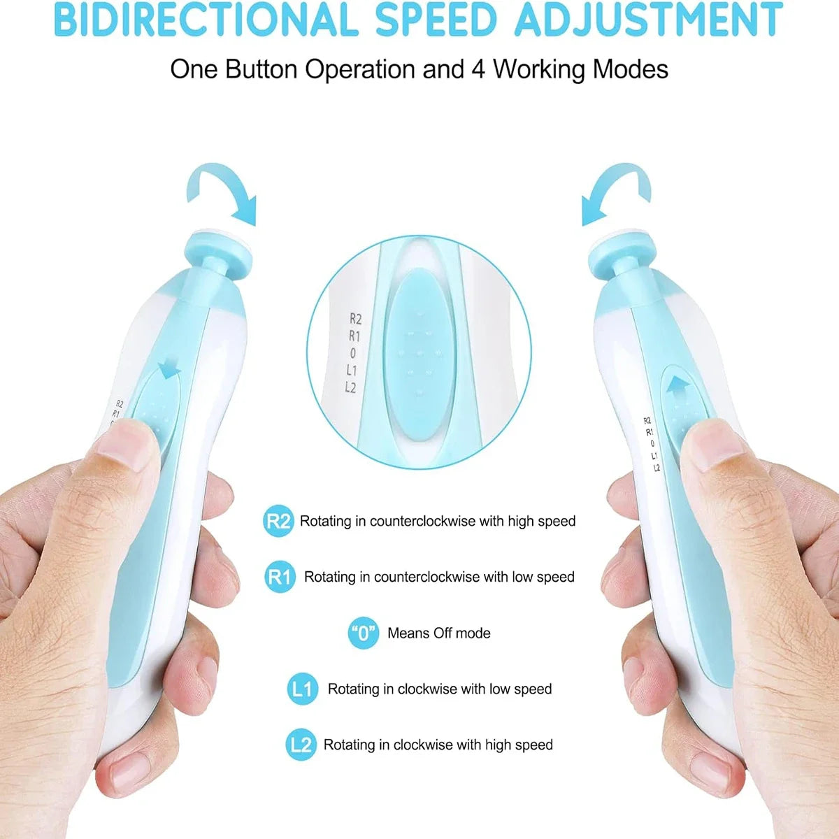 Baby nail sharpener, electric anti-scratch nail clipper polishing tool set, put 2 AA batteries (excluding batteries) before use