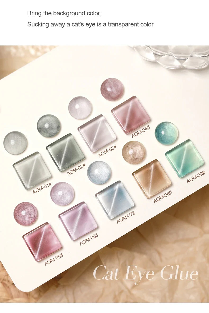 AS 15ml Mint Green Color Cat Magnetic Gel Nail Polish Sparkle Glitter Gel Varnish Semi Permanent for Summer Manicure DIY Gift
