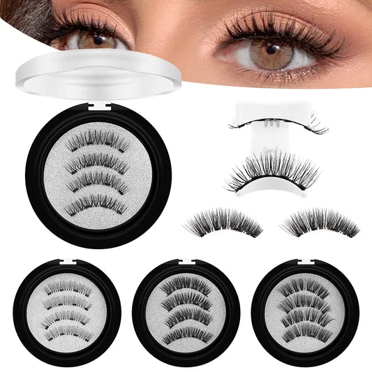 DINGSEN 1 Set Magnetic Eyelashes 3D Natural False Eyelashes Reusable Magnet Clip Set Lashes Extension Makeup Tweezers Lash Set