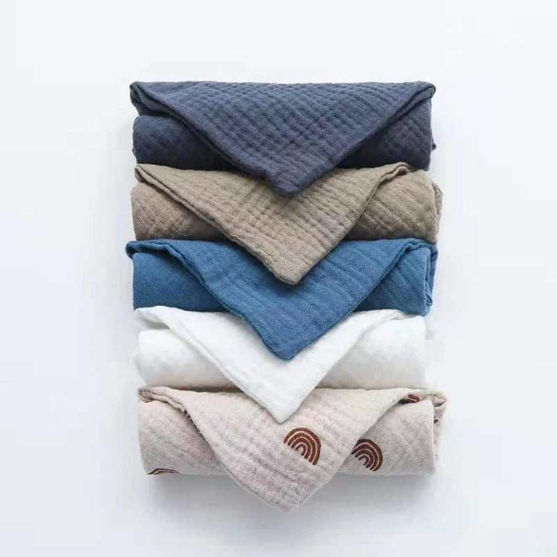 5 PcsWashcloth FaceclothInfant Wash Hand Face Wipes Baby Cotton Square Towels Handkerchief Muslin Cloth Feeding Bib