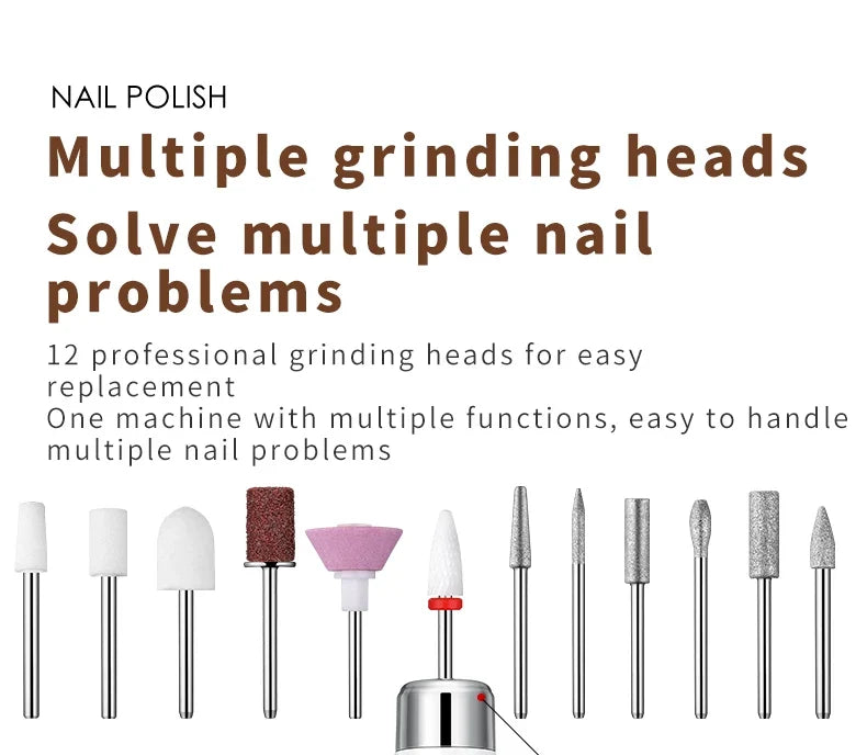 Electric Nail Polisher Drill Bits Professional Nails Grinding Polishing Dead Skin Removal Art Sanding File Pen Manicure Machine