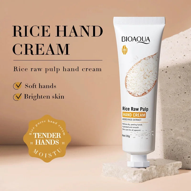 BIOAOUA Rice Raw Pulp Hand Cream Moisturizing Brighten Anti-cracking 30g