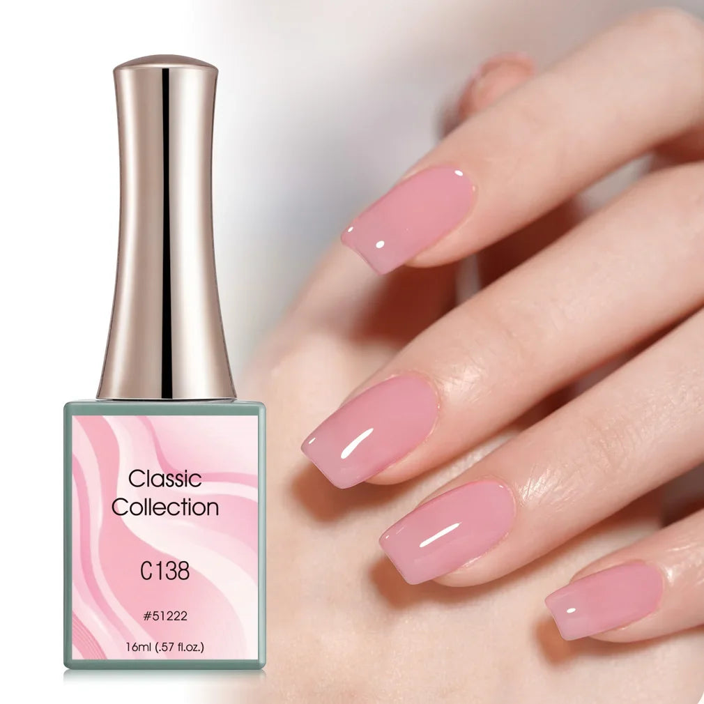 Canni Jelly Pink Nail Gel Polish French Nail Nude Color Gel Varnish Long Wear Diamond No Wipe TopCoat Nail Manicure Nail Lacquer