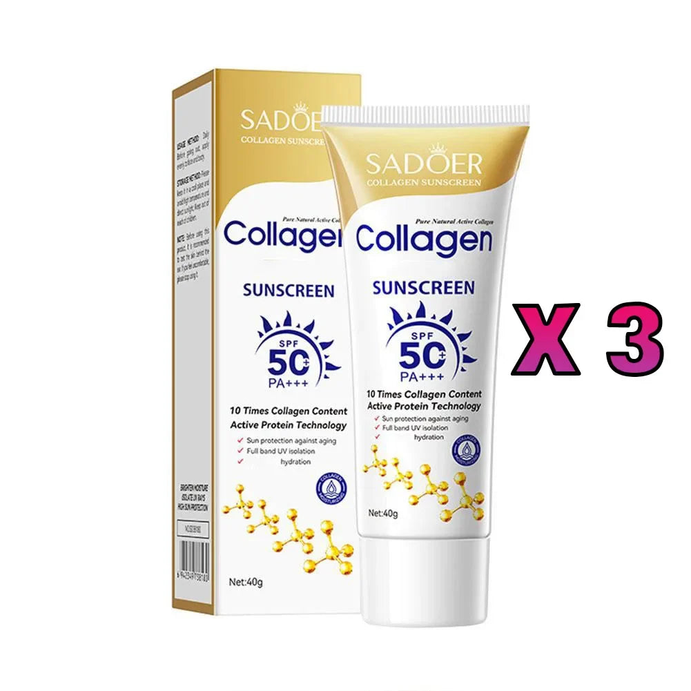 Collagen Sunscreen For Face Body SPF50+ Sun Protection UV Isolation Active Protein Sunblock Long Lasting Non-Greasy Skincare 40g