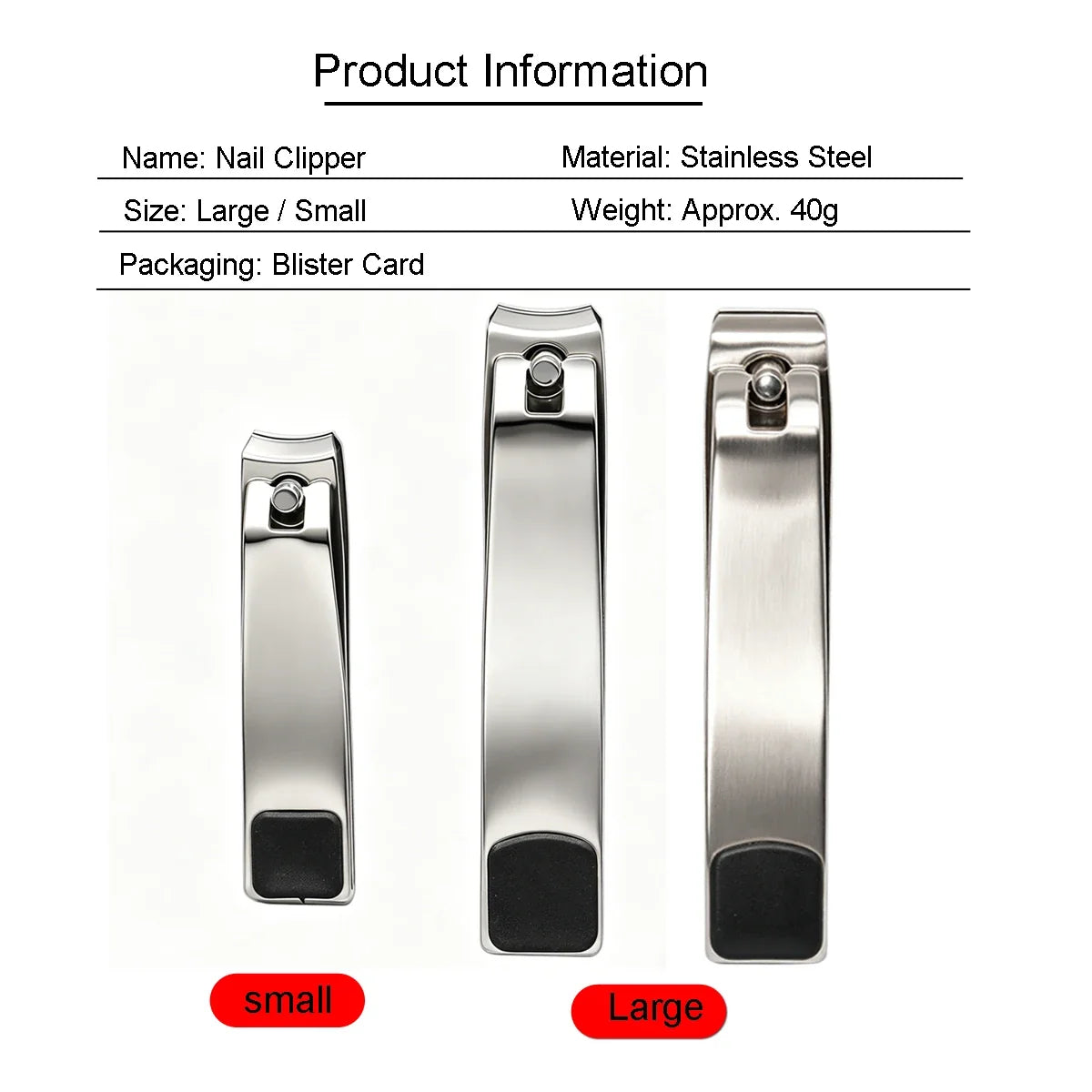 Heavy Duty Stainless Steel Nail Clipper And Trimmer Straight Edge Nail Cutter Manicure Set Tool for Toe And Finger
