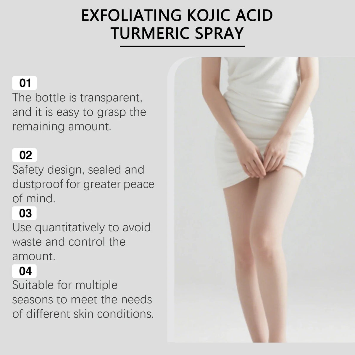 Body Keratin Care Kojic Acid Turmeric Spray Gently Exfoliating Peeling Solution Brightening Hydrating Skin Care All Skin Types