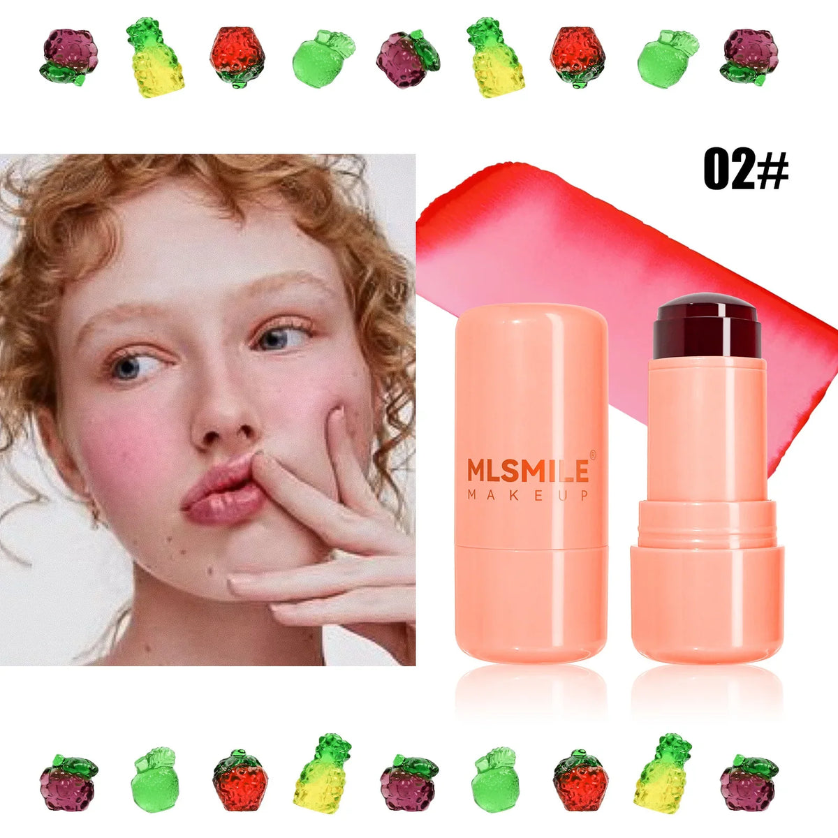 3-in-1 Jelly Powder Blusher Moisturized Long Lasting Matte 4 Color Facial Contour Rouge Brighten Lip Tin Makeup Stick