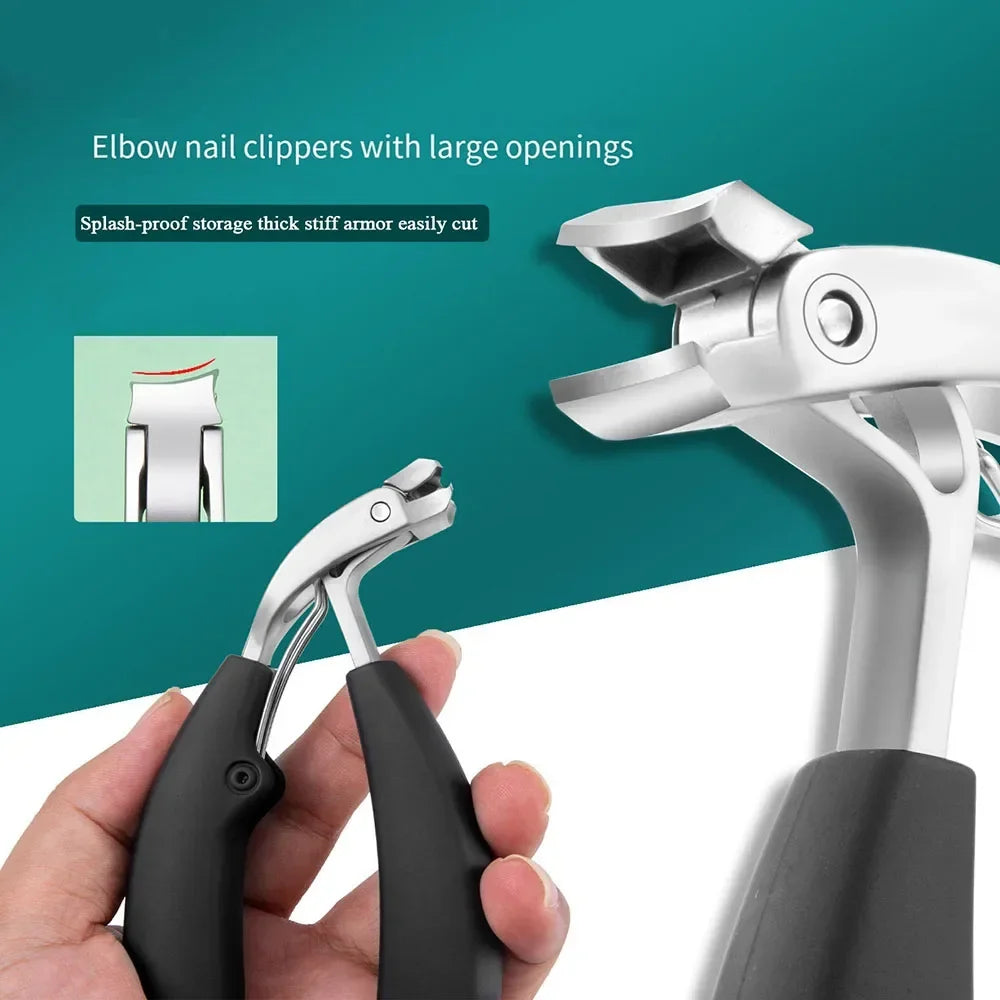 Heavy-Duty Nail Clippers Wide Jaw Opening Fingernail Clipper Thick Hard Toenail Cutter Inclined Arc Blade Manicure Scissor Tools