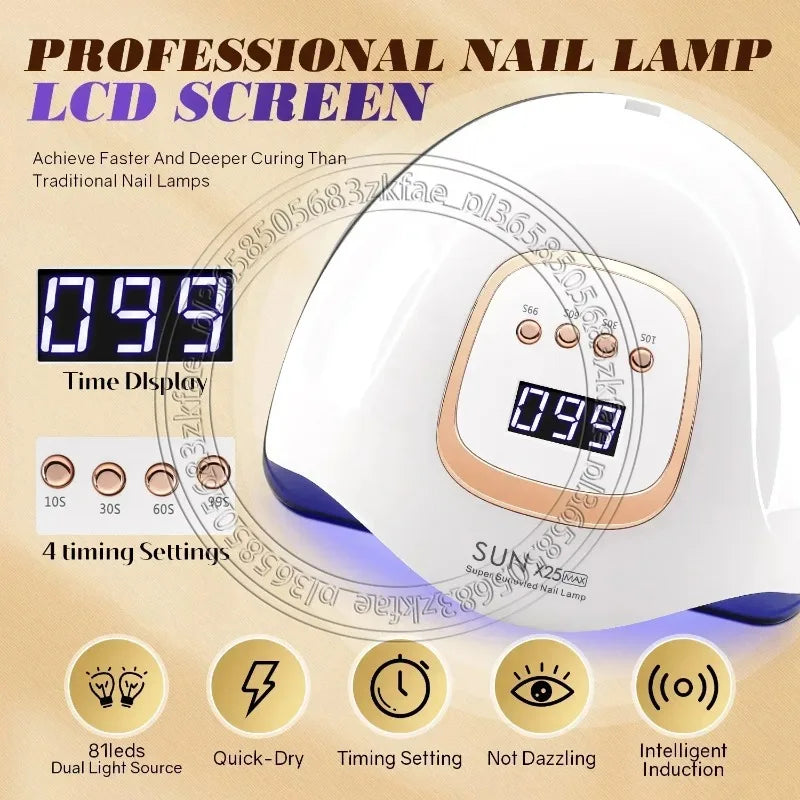 Auto‑sensor UV LED Manicure Lamp,380W Timed Nail Dryer for Home‑salon Gel‑polish Quick Curing Work