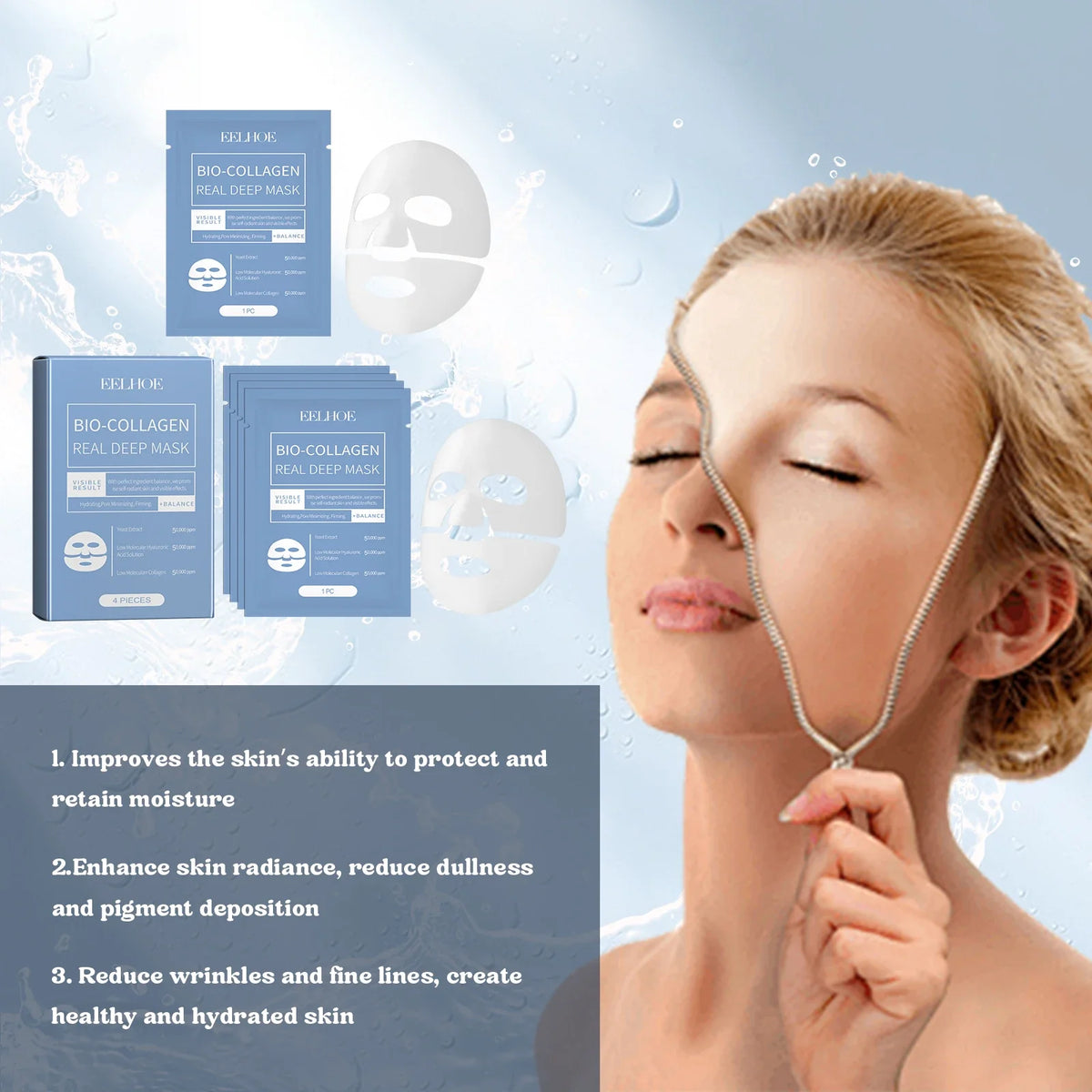 Bio Collagen Face Mask Lift Firm Skin Anti Aging Fade Face Fine Line Repair Barrier Shrink Pores Hydrating Brightening Face Skin