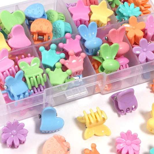 100pcs Mini Colorful Flower Star Hair Grabbing Claw Clips for Baby Girls Bangs Broken Hair Styling Tool Small Hair Accessories
