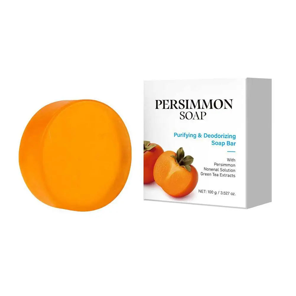 100/200G Persimmon Soap Bar for Body Odor Removal, Handmade Persimmon Green Tea Soap for Face and Body Wash Gentle Deodorant Bar