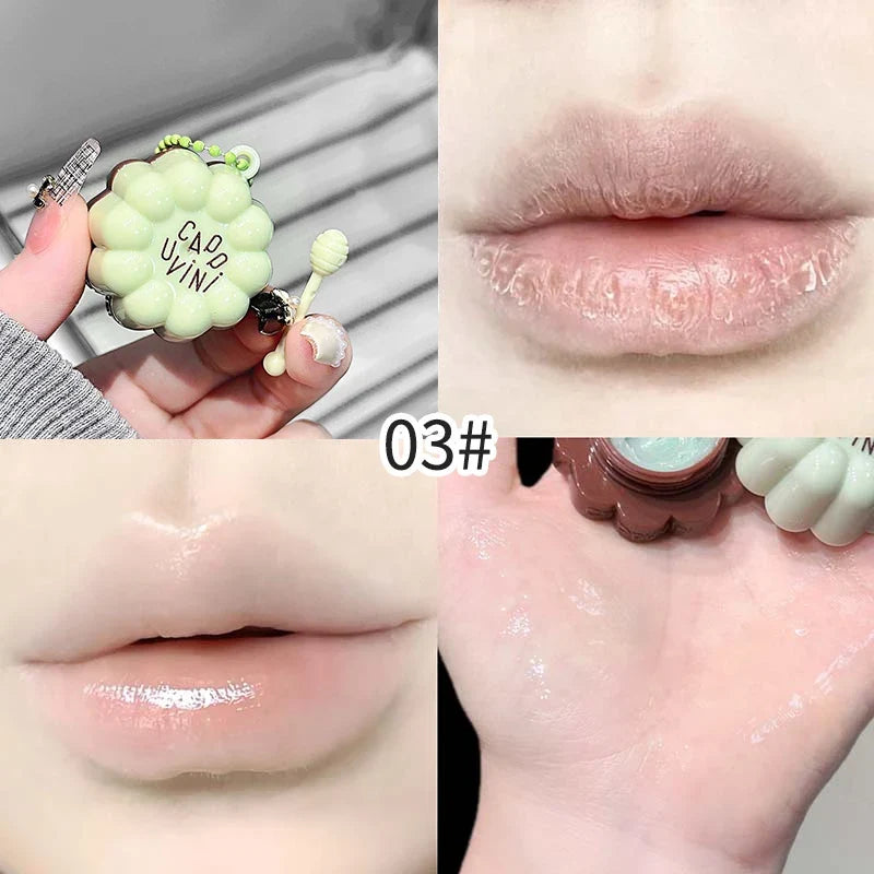 Cappuvini Macaron Fruit Flavor Lip Mask Deeply Hydrating Long-Lasting Moisturizing Soften Fine Lines Lip Care Lipstick Base