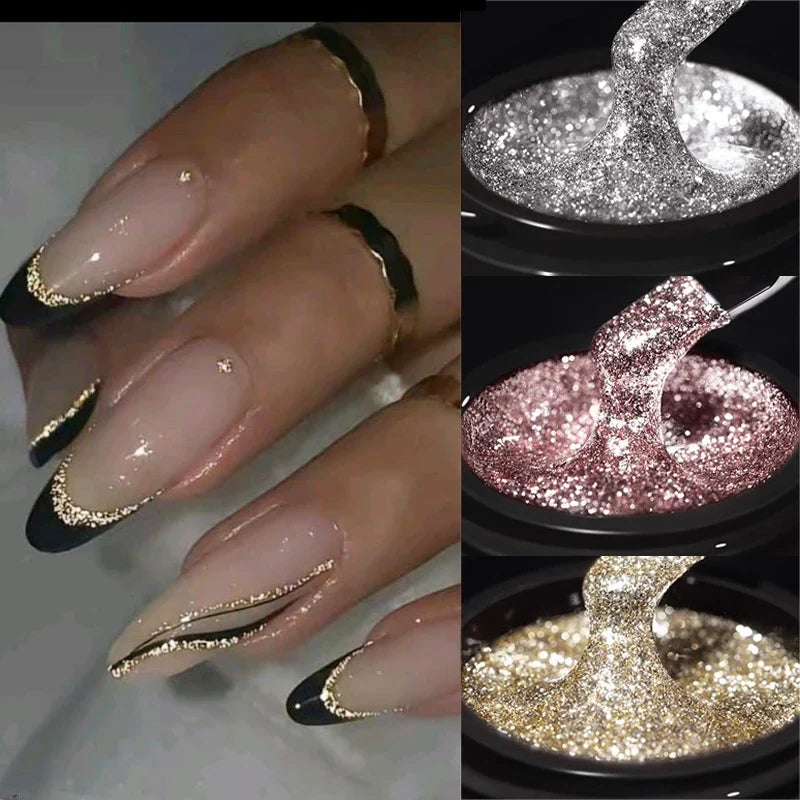 BORN PRETTY 5ml Super Sparkling Painting Gel Nail Polish Platinum Silver Gold Rose Glitter Graffiti Stripe Pull Line Nail UV Gel
