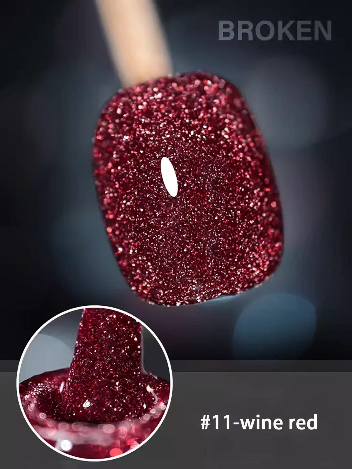 1-12pcs Wine Red Flash Crushed Strobe High Density Diamond Glitter Gel Nail Polish Black Nails Red Nails White Nails