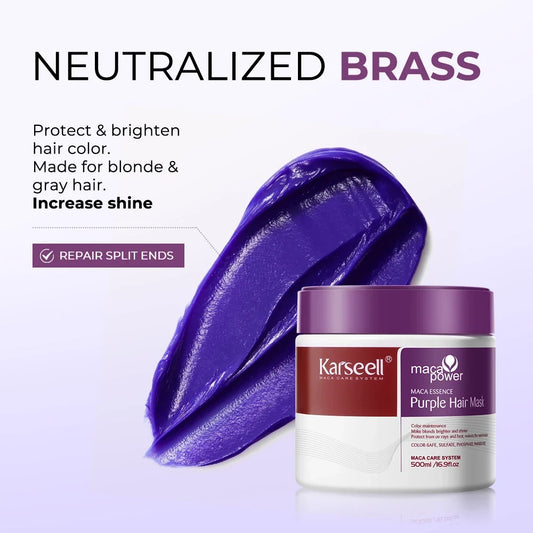 Karseell Purple Hair Mask 100ml/500ml Professional Neutralizes Brass Yellow Tones  For Blonde Silver Gray Highlighted Hair