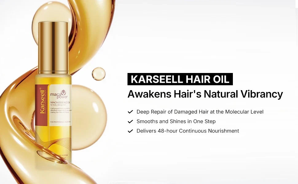 Karseell Hair Oil for Hair Healing Cold Pressed Weightless Moroccan Argan Oil Hair Serum for Nourish and Repair Damaged Hair