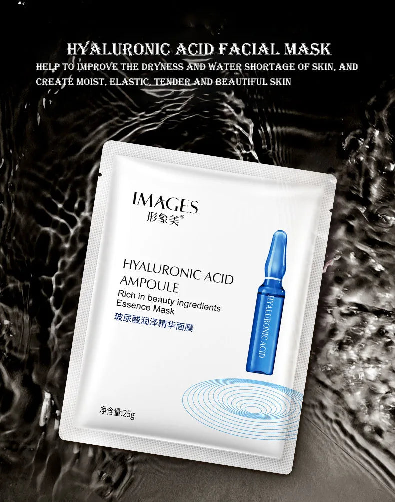 IMAGES 10pcs Hyaluronic Acid Niacinamide Facial Mask Moisturizing Shrinking Pores Face Sheet Mask Anti Wrinkle Beauty Skin Care