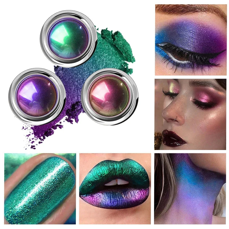 Chameleon Optical Color Shift Eyeshadow Cream Multi Chrome Shimmer Metallic Eye Lip Pigment Long Lasting Duochrome Makeup