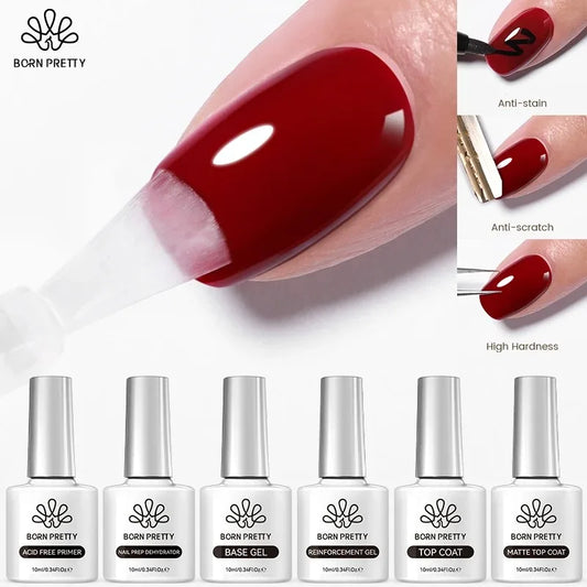 BORN PRETTY 10ml Super Top Coat No Wipe for Gel Nail Polish Varnis Semi Permanent Matte Top Nail Thick Rubber Base Manicure Tool