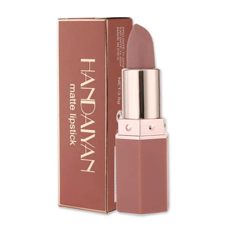 Handaiyan 6 Colors Matte Waterproof Velvet Nude Lipstick Sexy Red Brown Pigments Makeup Long Lasting Lipstick Woman
