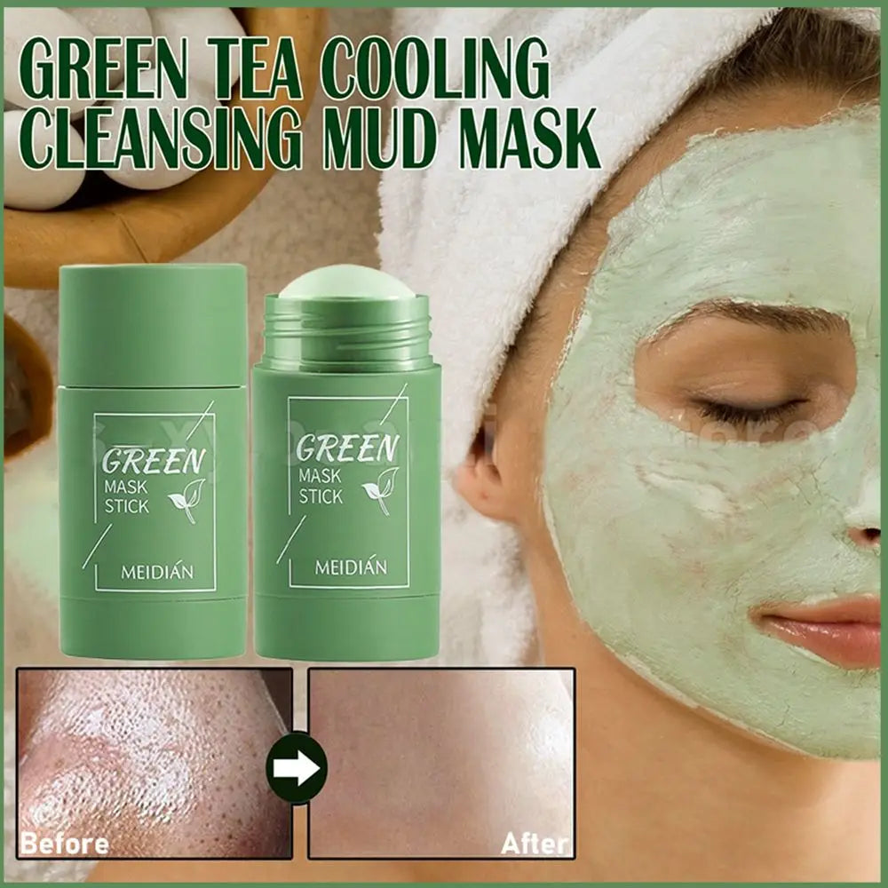 Green Tea Mask Stick Remove Blackheads Acne Deep Cleansing Purifying Clay Mask Oil Control Solid Mask Moisturizing Skin Care