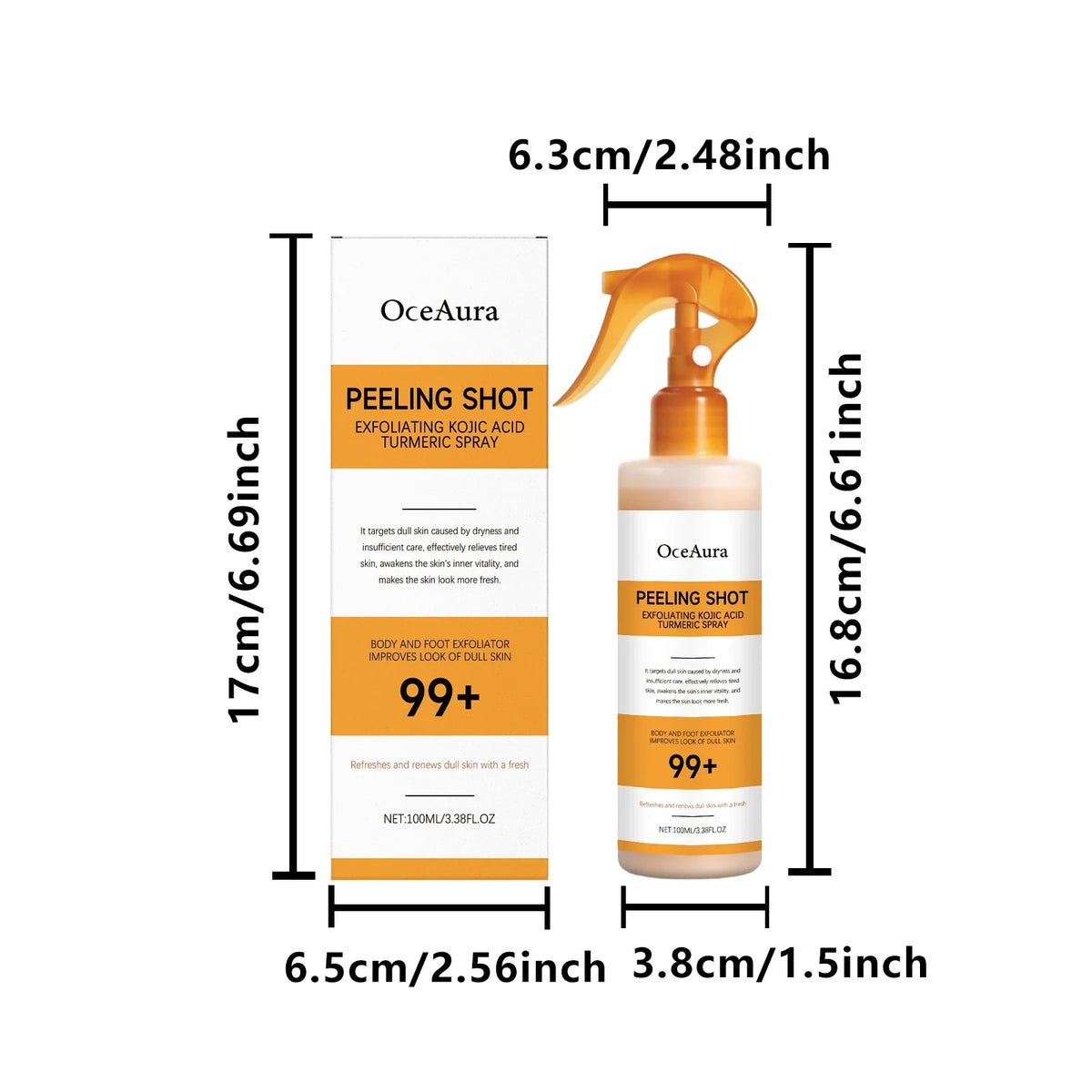 Body Keratin Care Kojic Acid Turmeric Spray Gently Exfoliating Peeling Solution Brightening Hydrating Skin Care All Skin Types