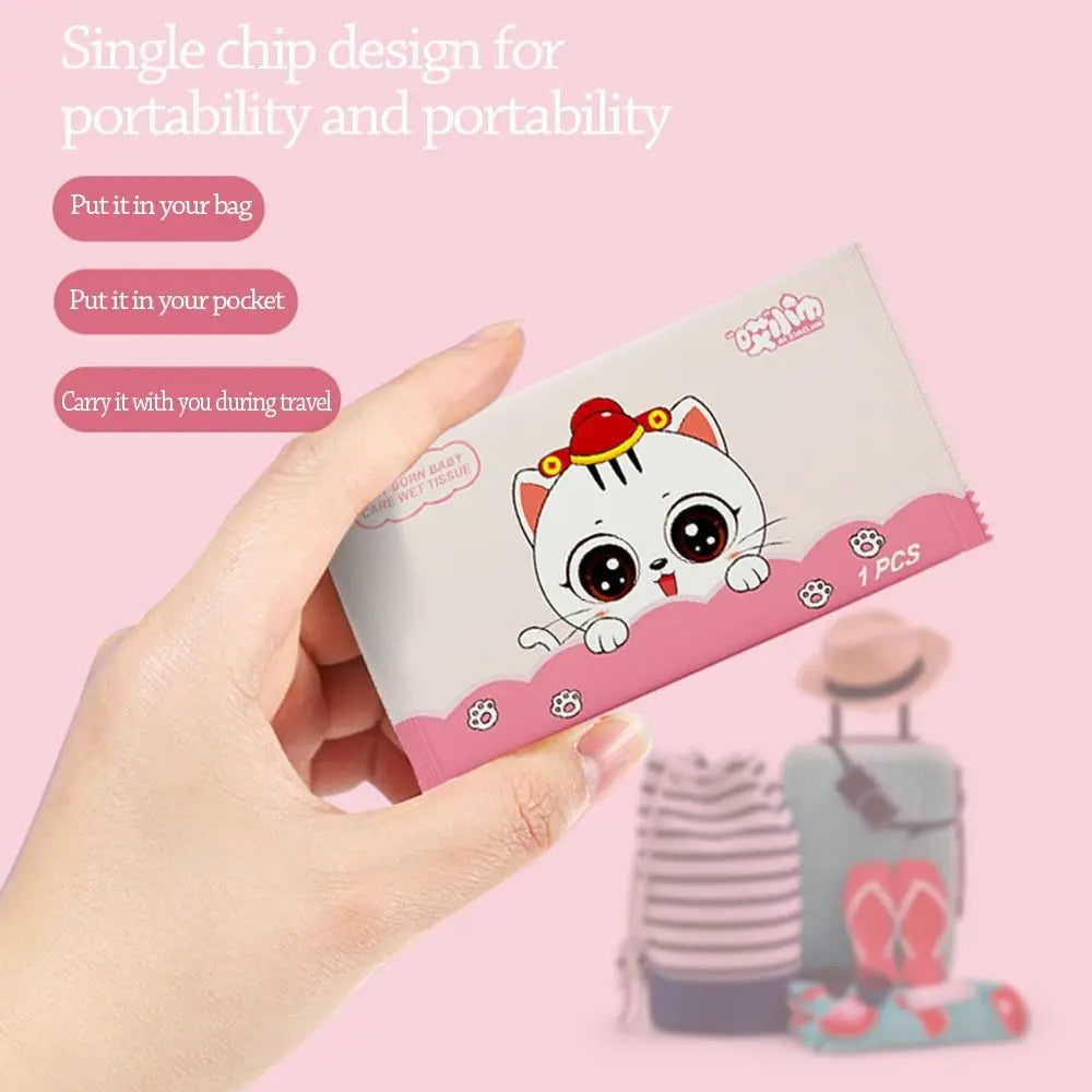 50pcs Cute Disinfection Wet Wipes Non woven fabric Portable Moist Paper Hand Cleaning Tissue Outdoor