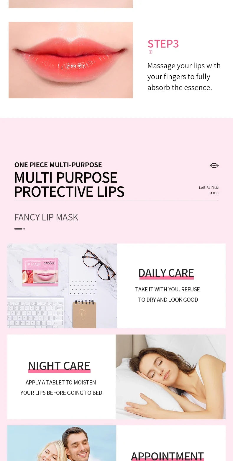 3/5/10/20/30pcs Pink Moisturizing Lips Mask Nourishing Hydrating Crystal Collagen Gel Lip Patches Lip Plumper Sexy Lip Skin Care