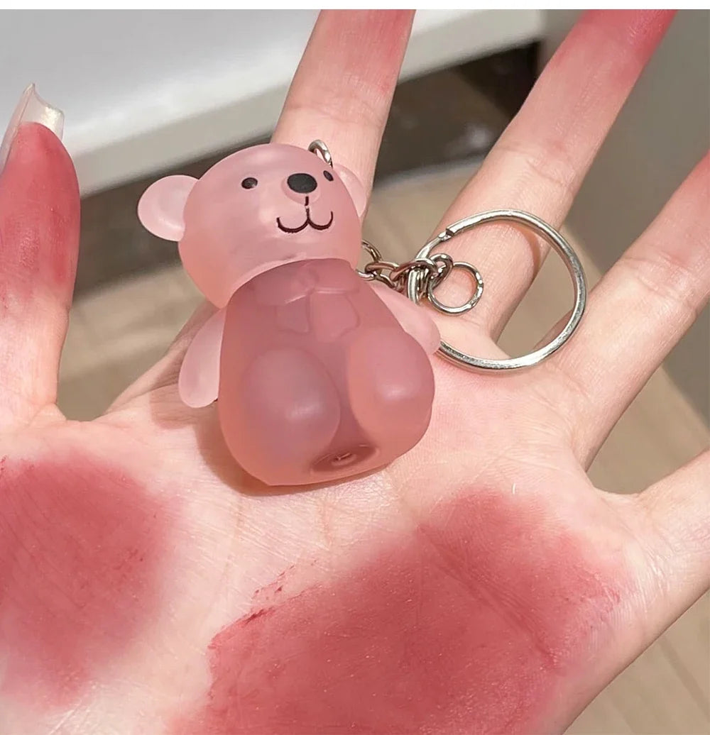 Cute Bear Velvet Lip Mud Keychain Matte Nude Red Lip Gloss Autumn Winter Non-stick Cup Lipstick Waterproof Lasting Lips Makeup