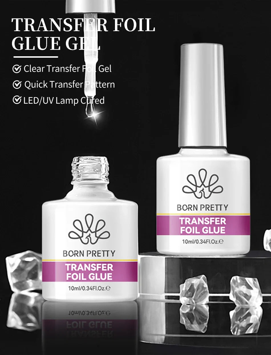 BORN PRETTY Transfer Foil Nail Gel Polish Semi-Permanant Varnish For Adhesive Sticker Nail Glue Soak Off UV LED Gel Nail Art Man