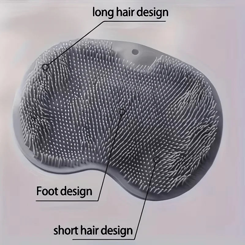1 Gray Strong Anti Slip Suction Cup Floor Mat, Bath Towel, Back Foot Massage, Silicone Shower Pad