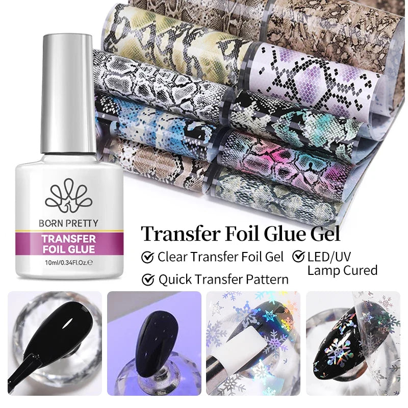 BORN PRETTY Transfer Foil Nail Gel Polish Semi-Permanant Varnish For Adhesive Sticker Nail Glue Soak Off UV LED Gel Nail Art Man
