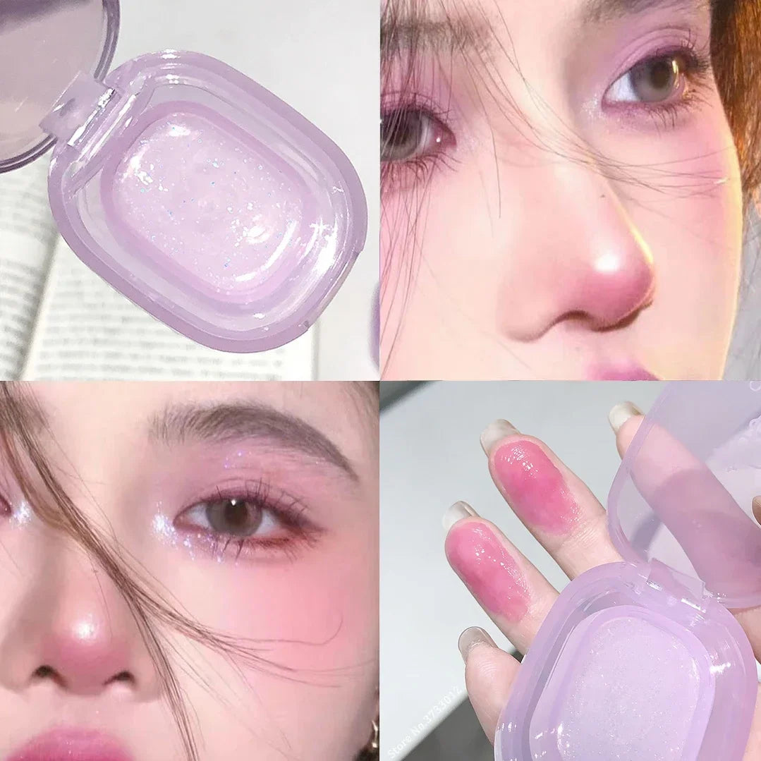 Jelly Fine Flash Blush Moisturizing Lip Cheek Dye Lip Gloss Long-lasting Brightening Natural Temperature Change Shimmer Blusher