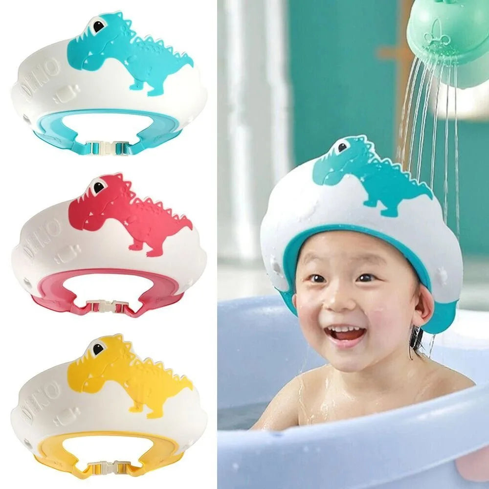 Baby Shower Cap Shield Shower Cap for Kids Visor Hat for Eye Ear Protection for Children Cute Dinosaur for Washing Hair Bathing