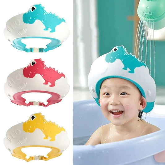 Baby Shower Cap Shield Shower Cap for Kids Visor Hat for Eye Ear Protection for Children Cute Dinosaur for Washing Hair Bathing