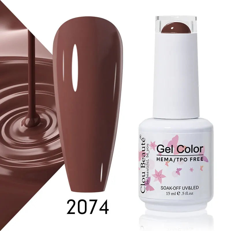 Clou Beaute Coffee Colors Nail Gel Polish HEMA/TPO FREE Soak off UV/LED 15ml Vernis Semi Permanent Nail Varnish 15ml Base Top