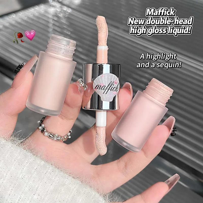 Double-head Liquid Matte Contour Highlighter Glimmer Natural Bronzer Contouring Stick Waterproof Gray Brown Nose Shadow Makeup
