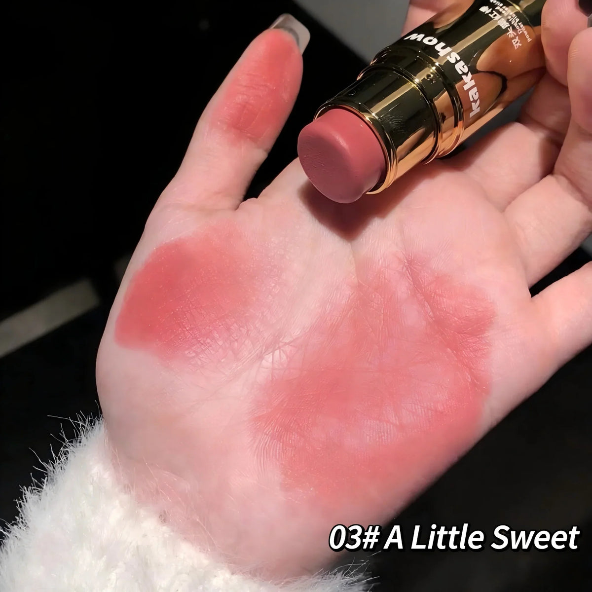 Kakashow Double-Ended Blush Stick Low-Saturation Creamy Blusher Face Rouge for Delicate Natural Finish