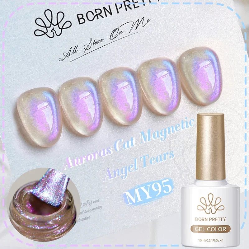 BORN PRETTY Gold Pink Cat Magnetic Gel Polish 10ml Water Light Spaking Glitter  Soak Off UV Semi Permanent Varnish Manicure