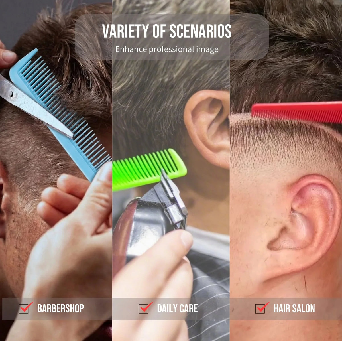 2/8PCS Pro Barber Fade Haircut Combs Anti-static Hair Clipper Combs For Men Wide Fine Tooth Taper Combs Salon Styling Tools