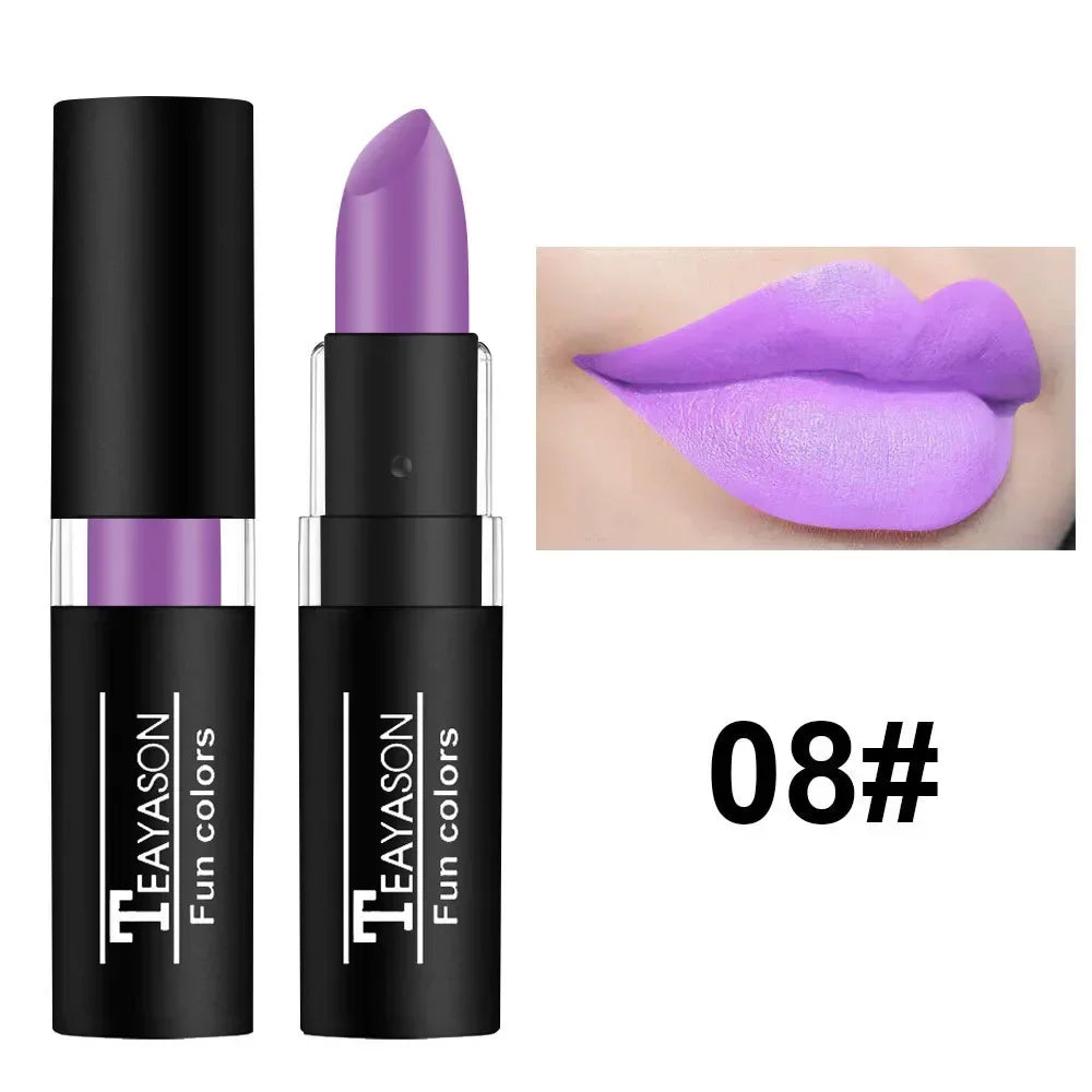 Green Purple Lipstick Christmas Halloween Party Lip Makeup Hot Sale Waterproof Velvet Matte Black White Lipstick Lasting Pigment