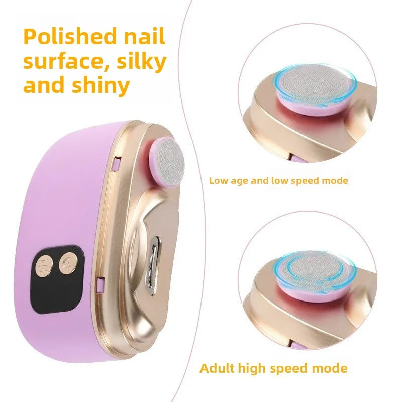 2 in 1 Electric Nail Clippers Manicure Anti-Splash Nail Trimmer for Baby Finger Toe Scissors Pedicure Thick Nails Cutter Tools